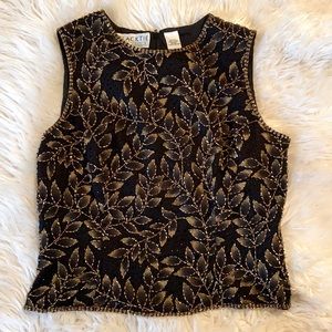 Blacktie Beaded Silk Sleeveless Top